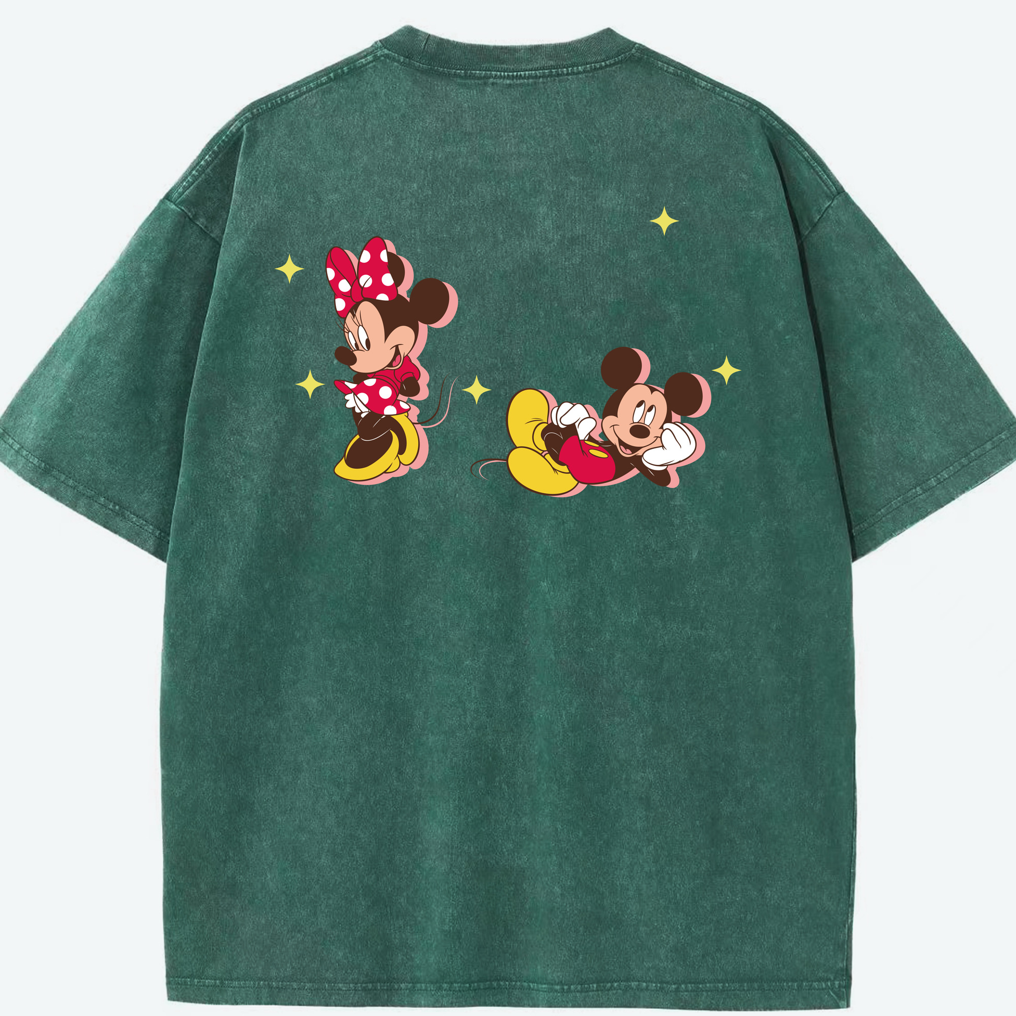 （画像用） ミッキーマウス Mickey Mouse 綿100% ヴィンテージ風 半袖Tシャツ（背面プリント）
